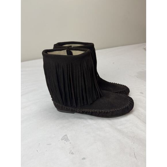 Gap Women's Brown Suede Fringe Moccasin Ankle Boots Boho Western Style Size 7 - Picture 2 of 9